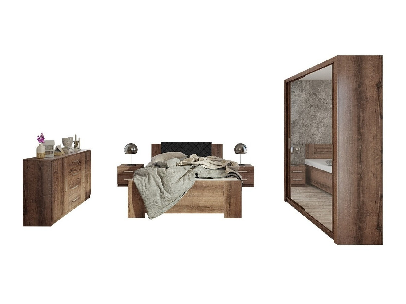 Komplet spalnic Catromi 113 (Monastery hrast + Soft Pik 011)