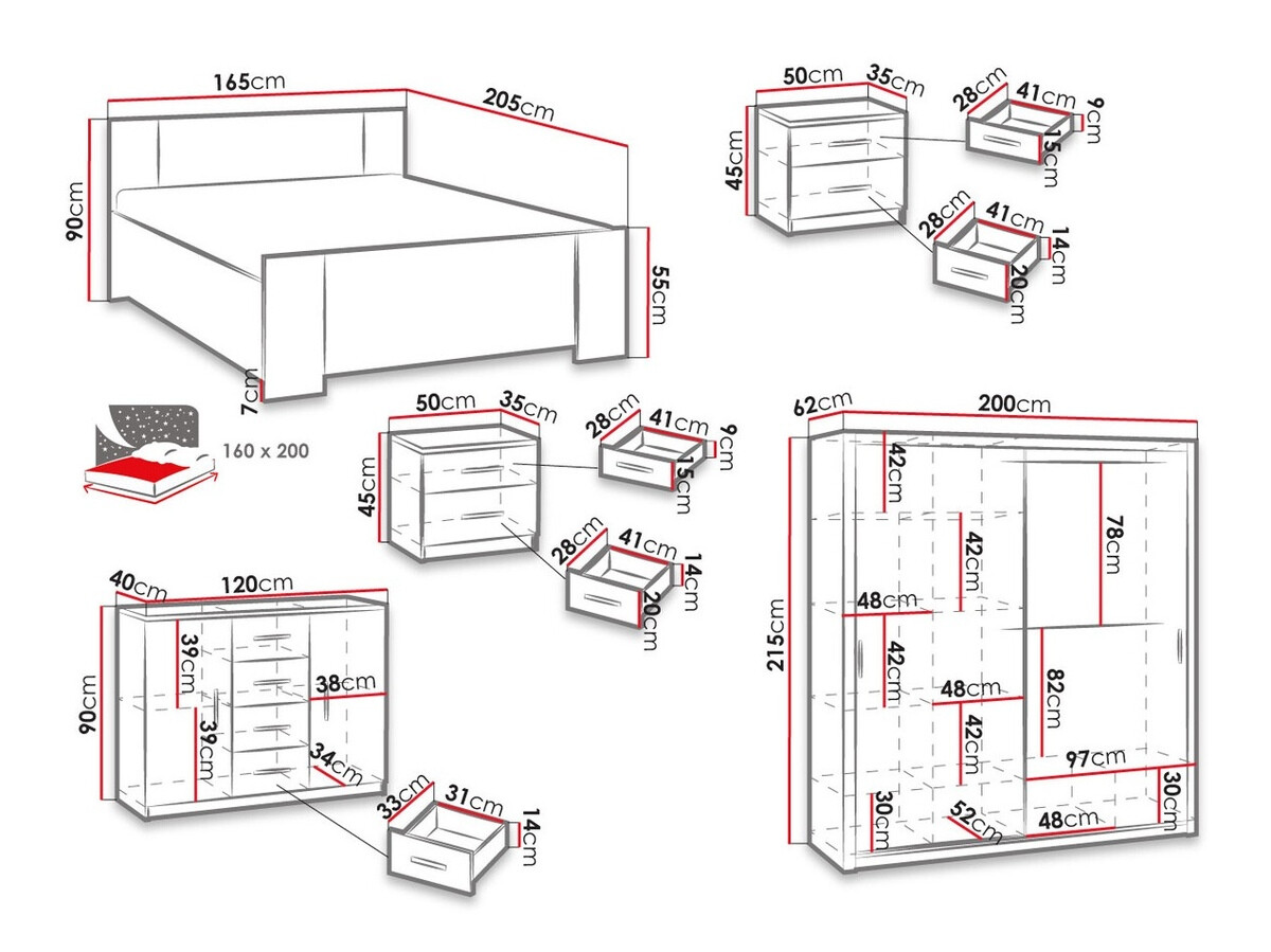 Komplet spalnic Catromi 114 (Monastery hrast + Soft Pik 029)