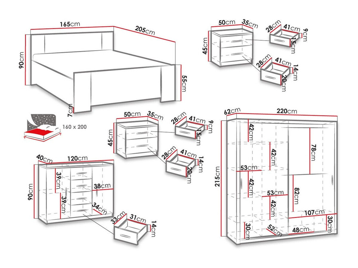 Komplet spalnic Catromi 115 (Bela + Soft Pik 011)