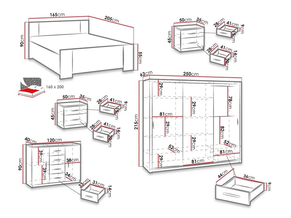 Komplet spalnic Catromi 116 (Bela + Soft Pik 017)