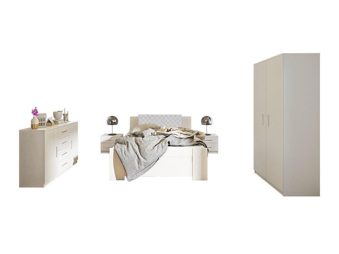 Komplet pohištva za spalnico Catromi 122 (Bela + Soft Pik 017)