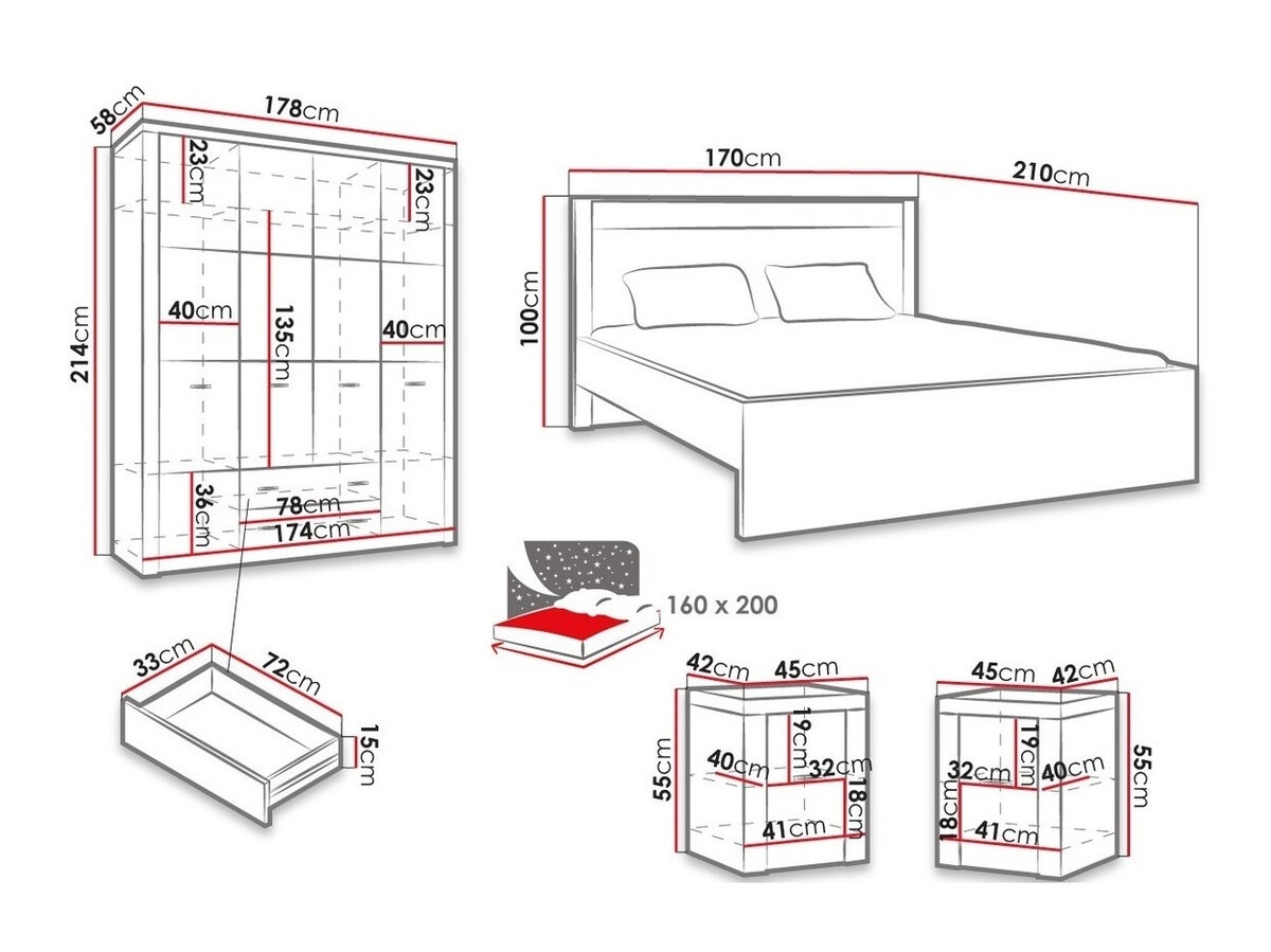 Komplet pohištva za spalnico Serfeno 120 (Craft bela)