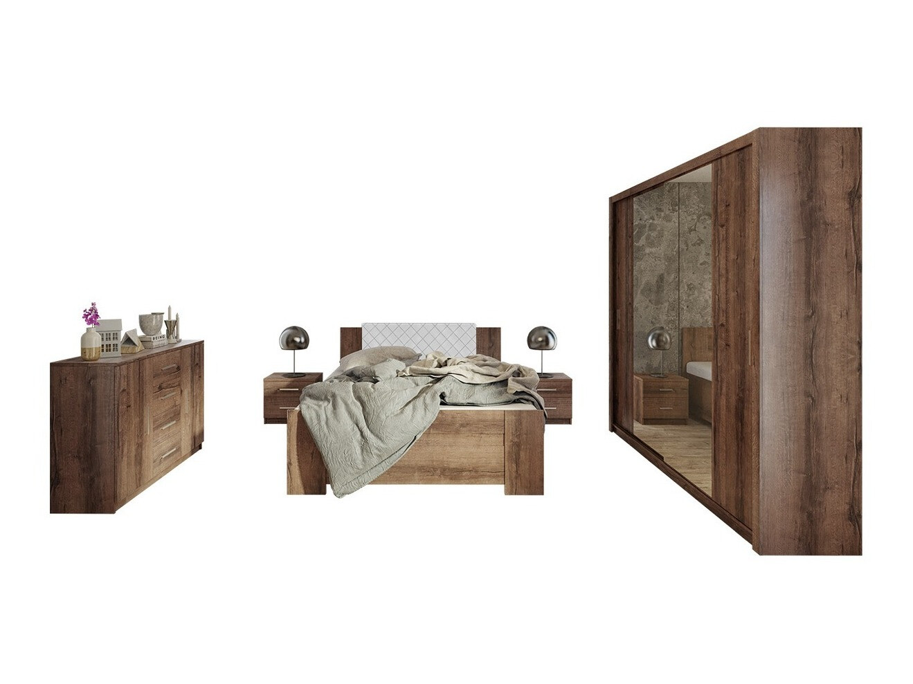 Komplet spalnic Catromi 115 (Monastery hrast + Soft Pik 017)