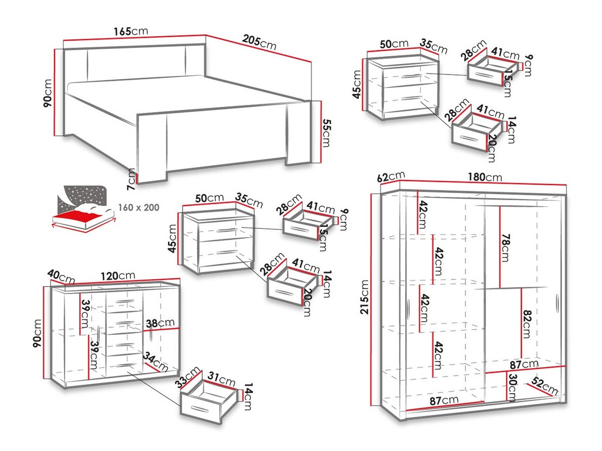 Komplet spalnic Catromi 121 (Monastery hrast + Soft Pik 011)