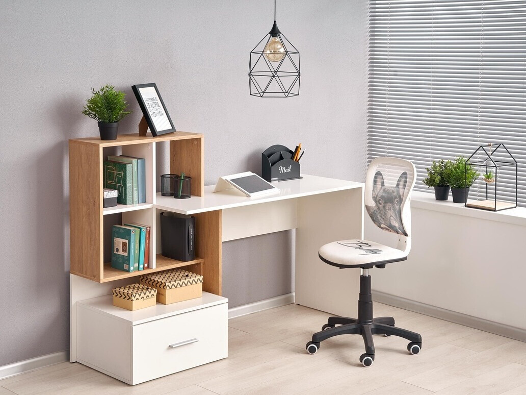 Pisalna miza Houston 826 (Bela + Zlati hrast)