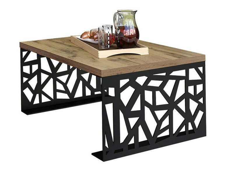 Klubska mizica Germantown 101 (Mat črna + Hrast)