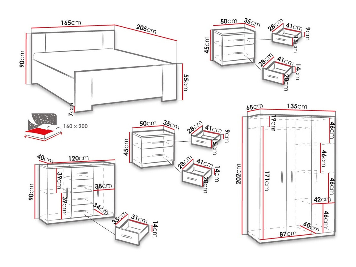 Komplet pohištva za spalnico Catromi 123 (Artisan hrast + Soft Pik 017)