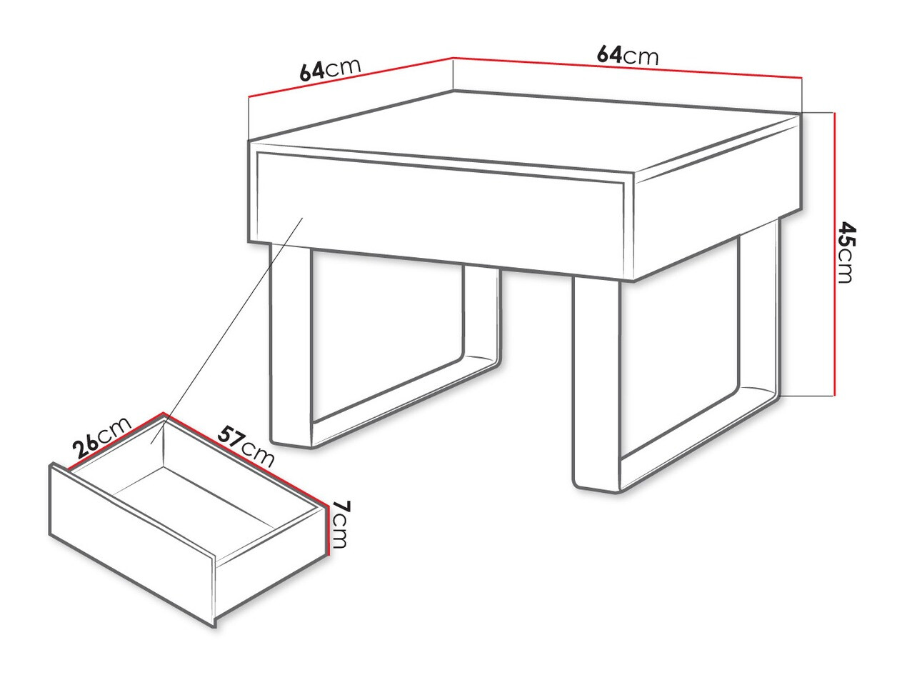 Stranska miza Tivdalu 137 (Črna + Sijaj črna)