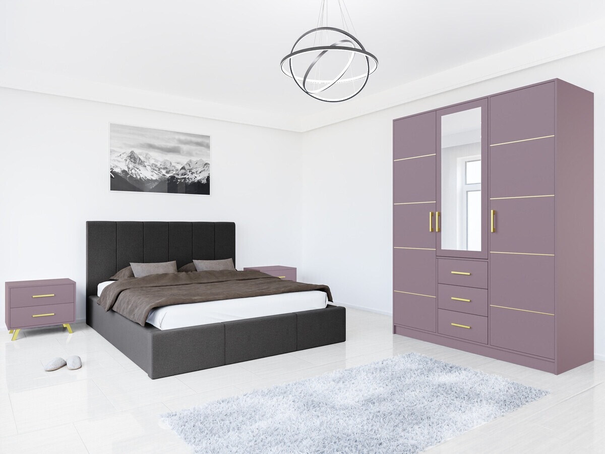 Komplet pohištva za spalnico Dortivu 154 (Vijolična + Inari 96)