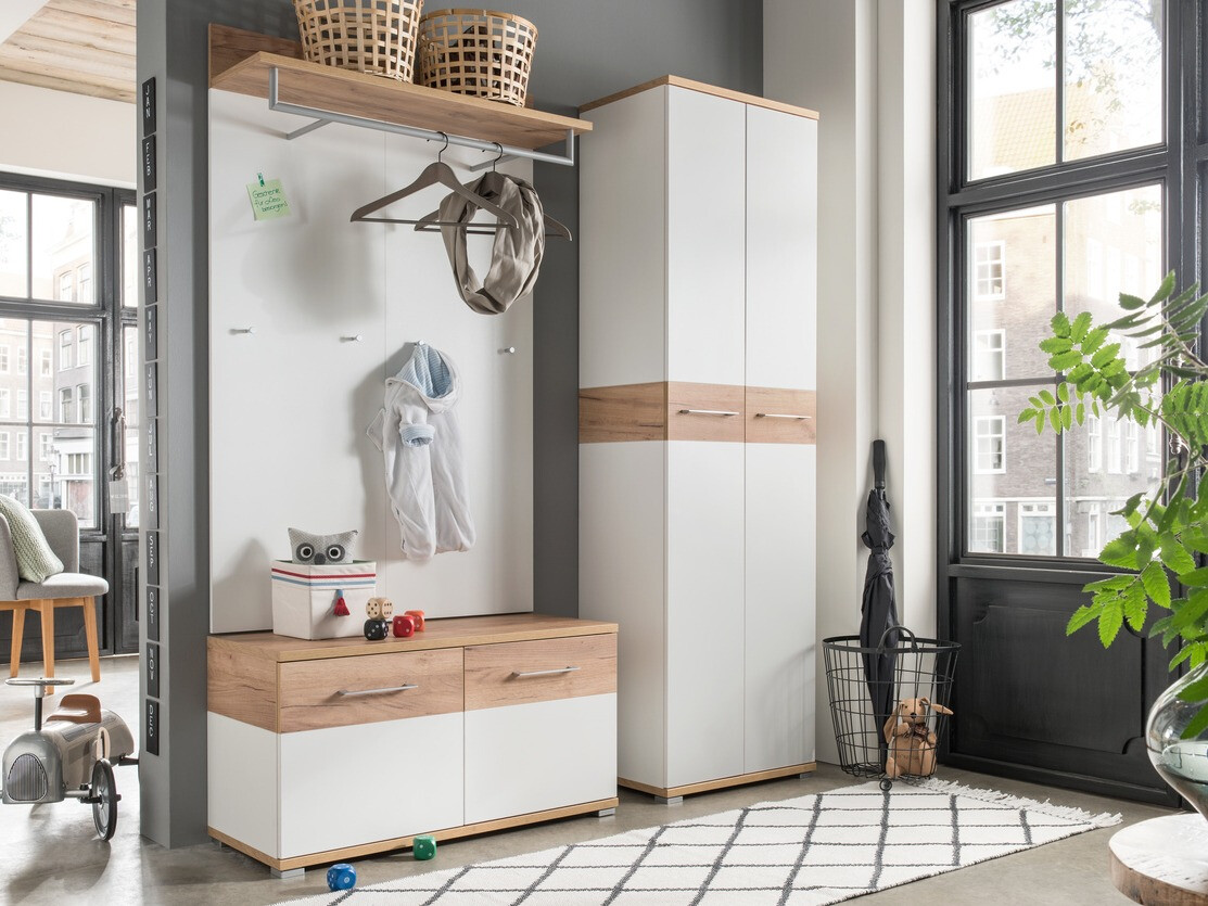 Omarica za čevlje Nuveno 102 (Bela + Navarra hrast)