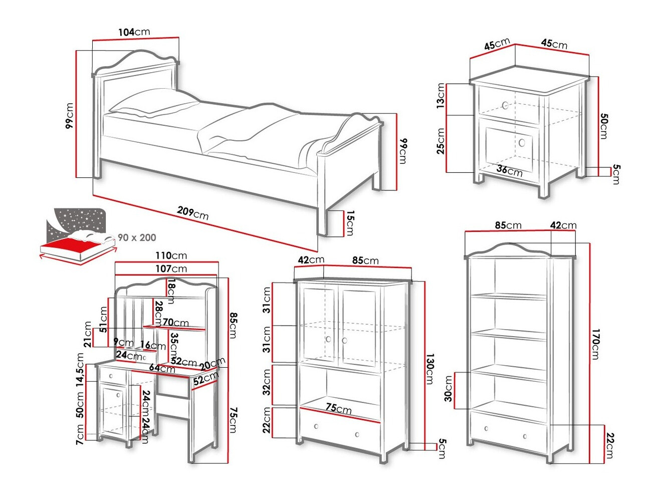 Komplet pohištva za otroško sobo Elblive 127
