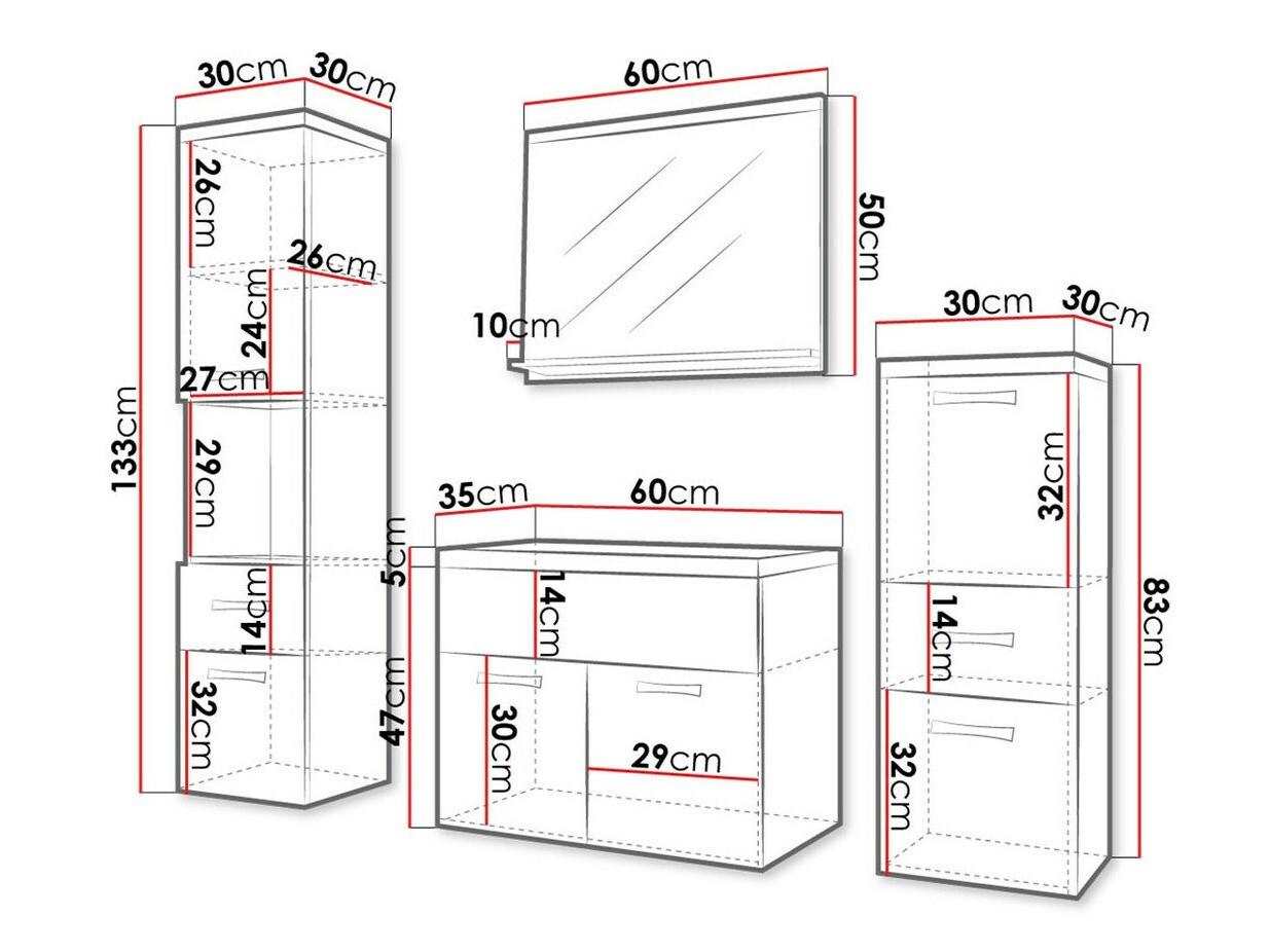 Kopalniški komplet Sarasota 109 (Bela + Sijaj bela)