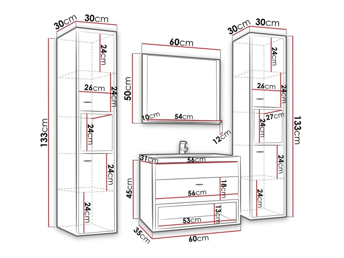 Kopalniški komplet Velum II (Bela + Artisan hrast)
