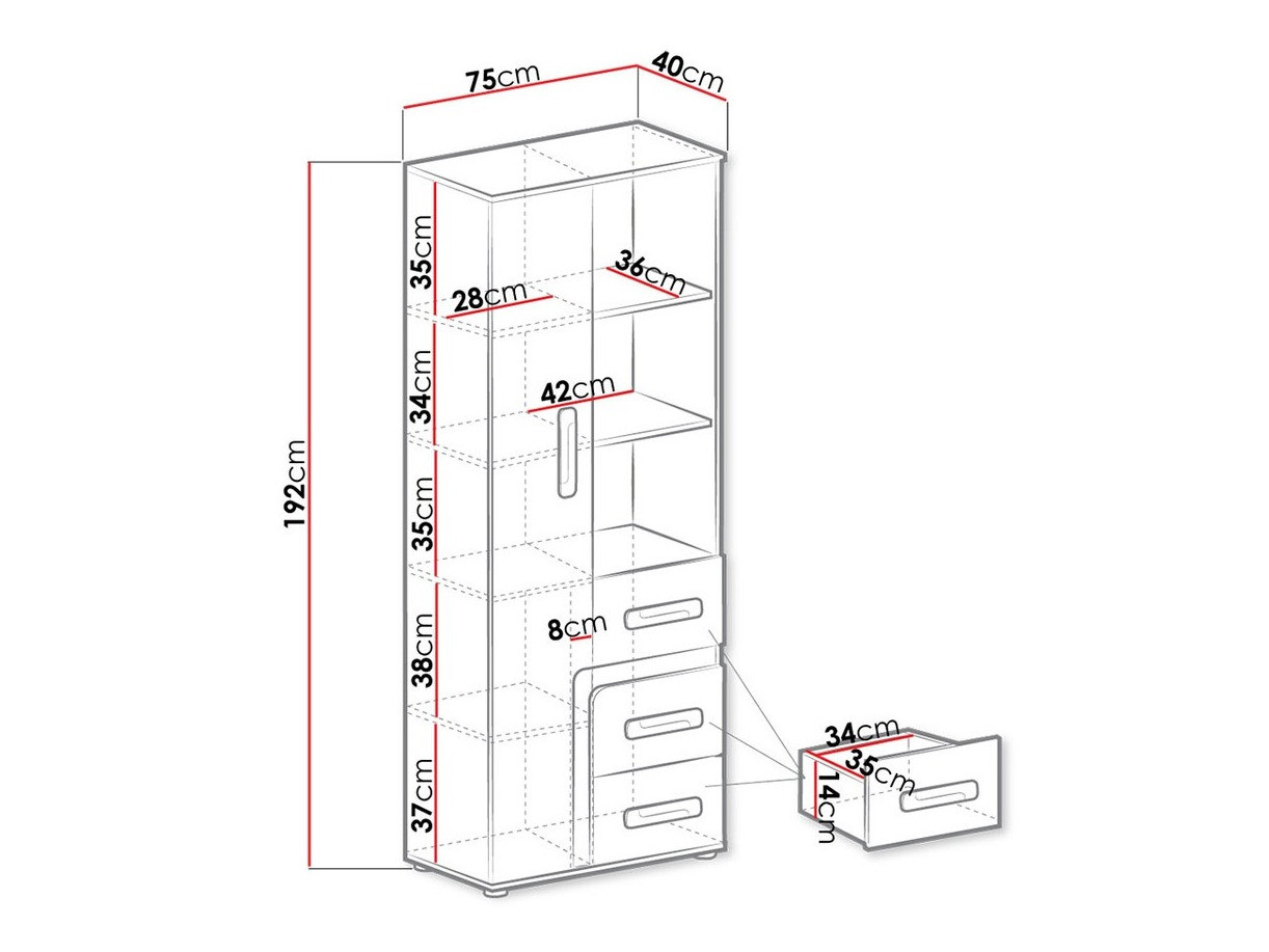 Regal Aviseve 105 (Antracit + Bela)
