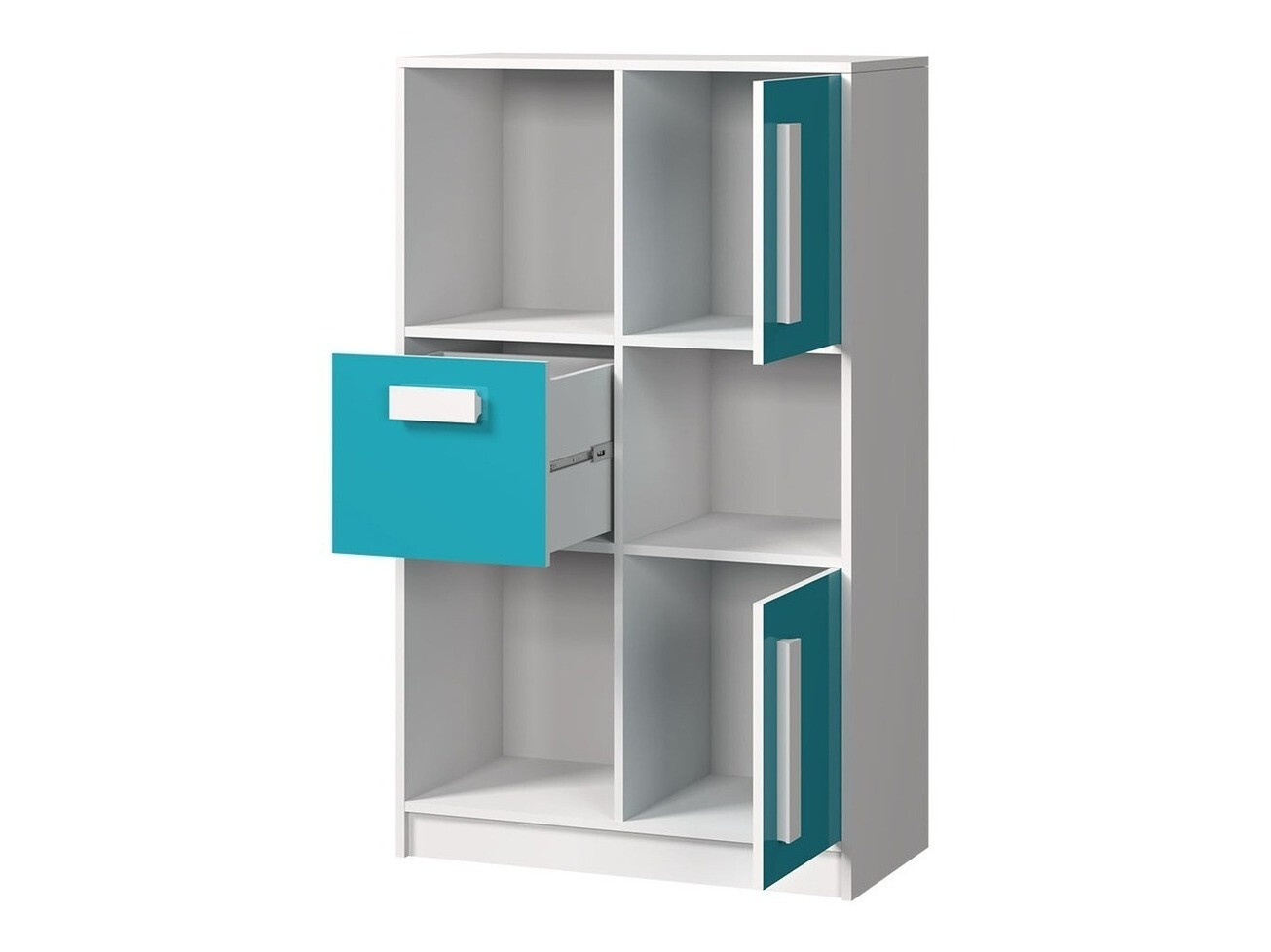 Komplet pohištva za otroško sobo Merevari 107 (Bela + Sijaj bela + Siva)