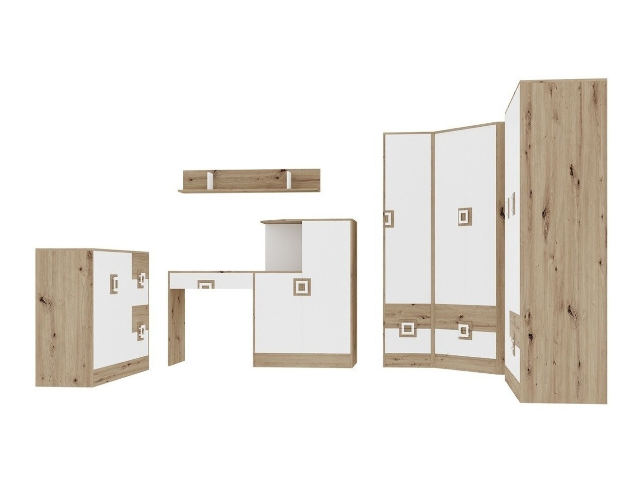 Pohištveni komplet Tolfere 106 (Lahki hrast + Bela)