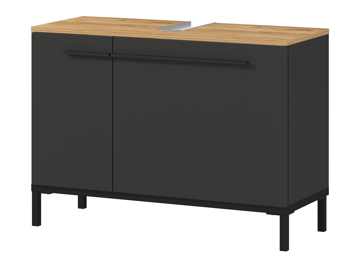 Prostostoječa kopalniška omarica za umivalnik Ruvlevu 100 (Grafit + Navarra hrast)