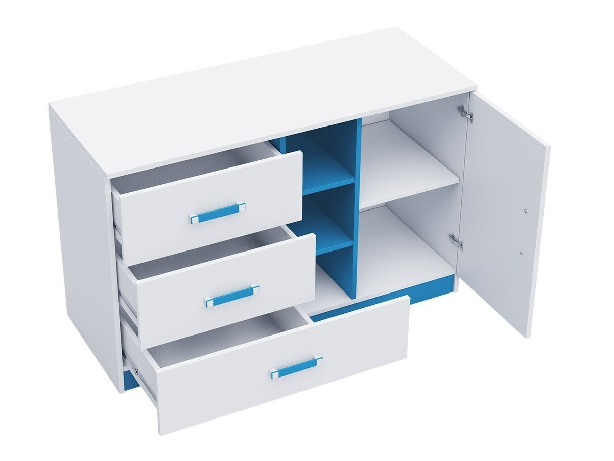 Komplet pohištva za otroško sobo Sorviru 107 (Bela + Turkizna)