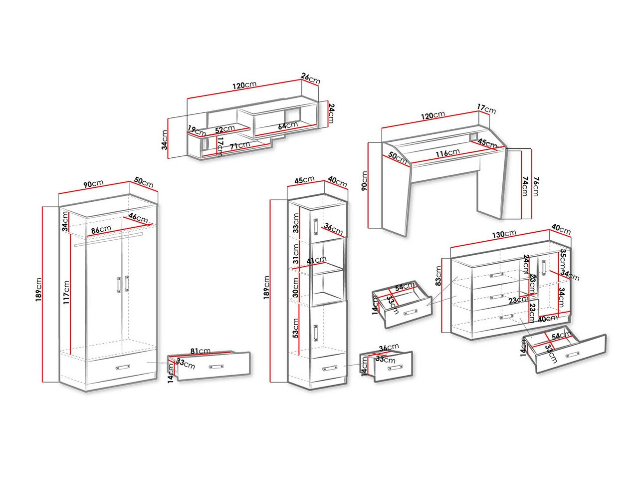 Komplet pohištva za otroško sobo Sorviru 107 (Bela + Turkizna)
