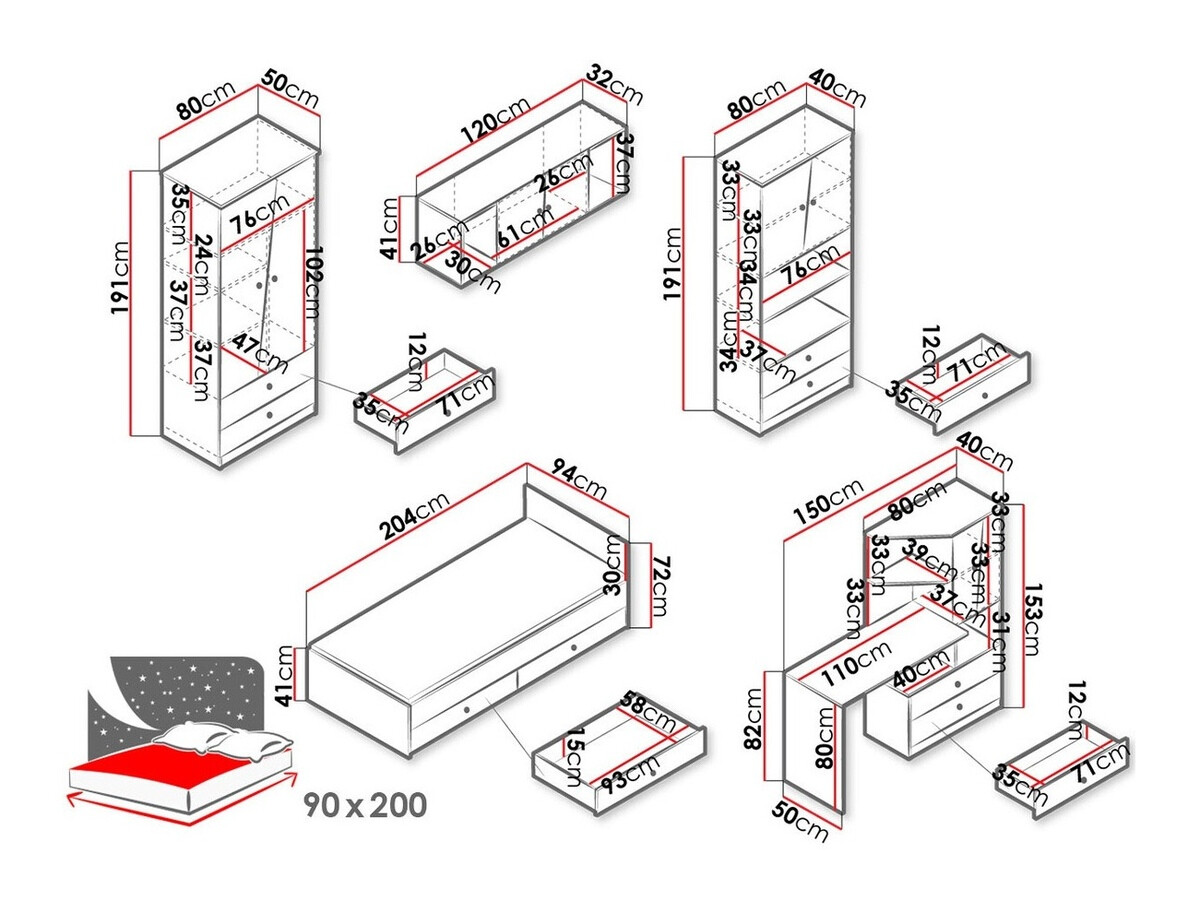 Pohištveni komplet Almira 114 (Artisan hrast + Bela + Siva)