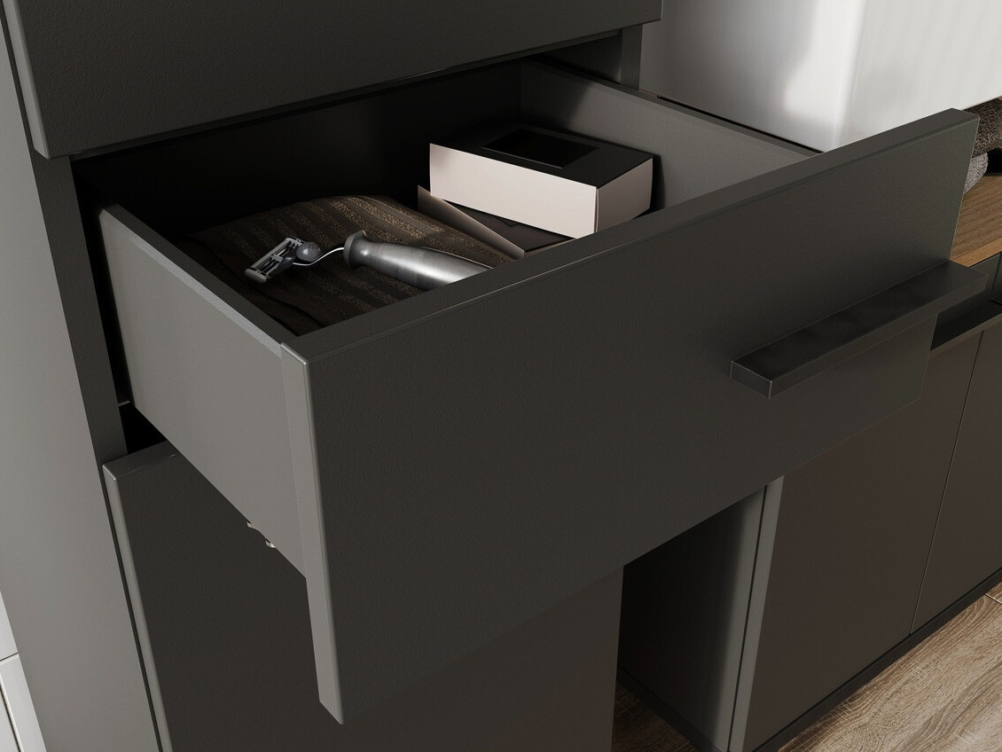 Prostostoječa Kopalniška omarica Ruvlevu 101 (Grafit + Navarra hrast)