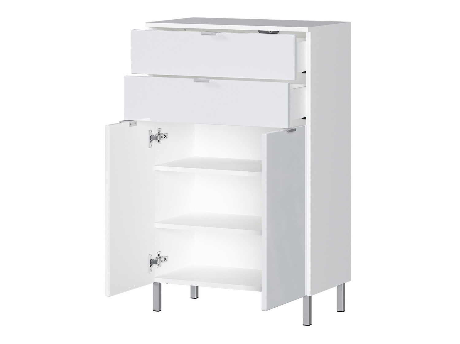 Prostostoječa Kopalniška omarica Lomcamo 102 (Bela + Sijaj bela)