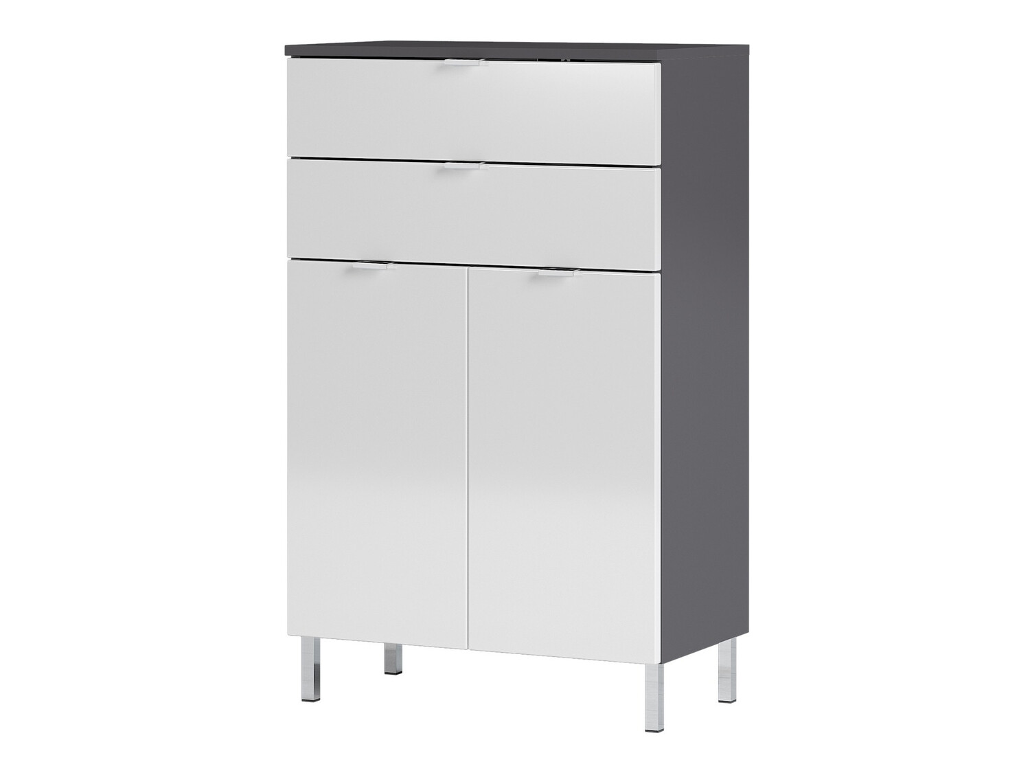 Prostostoječa Kopalniška omarica Lomcamo 102 (Sijaj bela + Grafit)