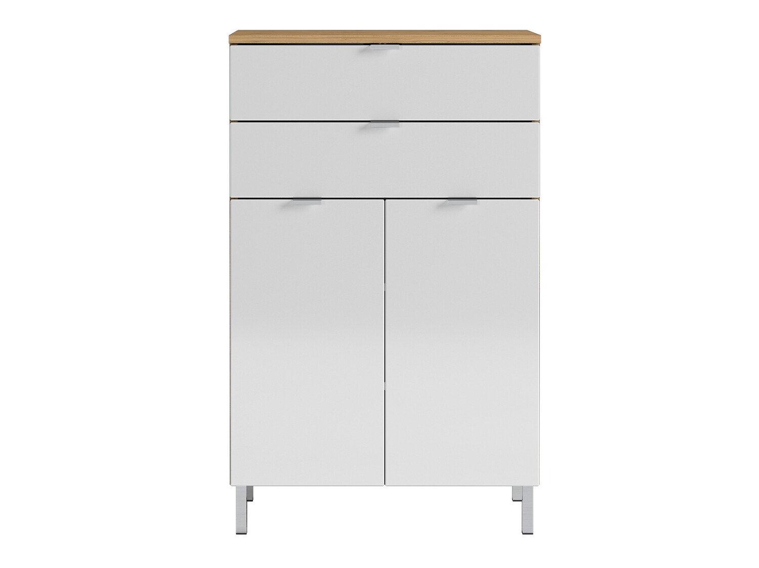 Prostostoječa Kopalniška omarica Lomcamo 102 (Sijaj bela + Hrast Grandson)