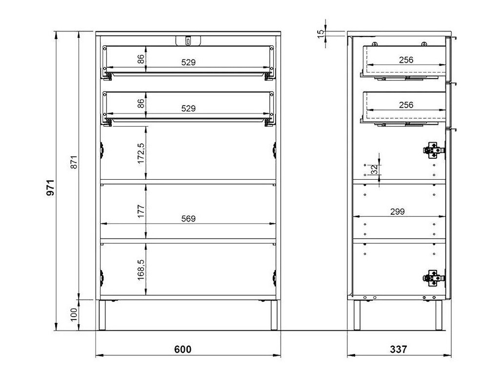Prostostoječa Kopalniška omarica Lomcamo 102 (Sijaj bela + Hrast Grandson)