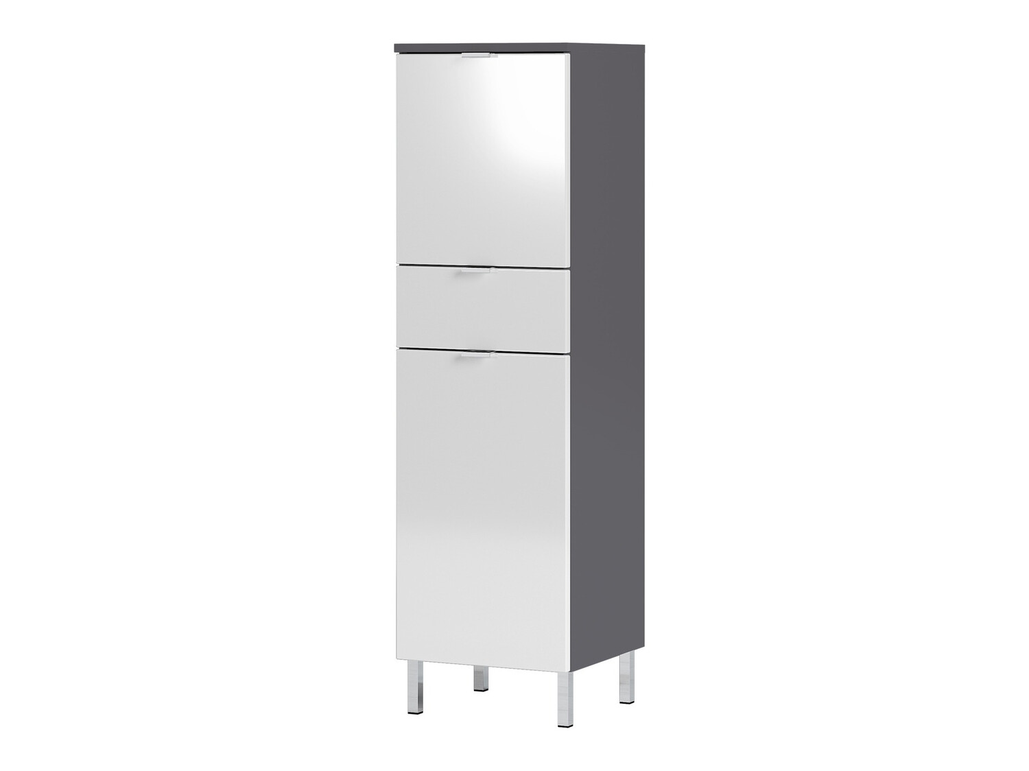 Prostostoječa Kopalniška omarica Lomcamo 103 (Sijaj bela + Grafit)