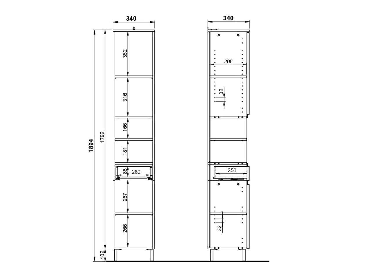 Prostostoječa Kopalniška omarica Talmira 100 (Sijaj bela + Bela)