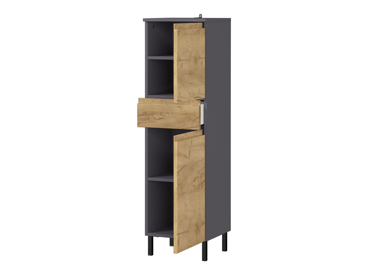 Prostostoječa Kopalniška omarica Talmira 101 (Grafit + Grande hrast)