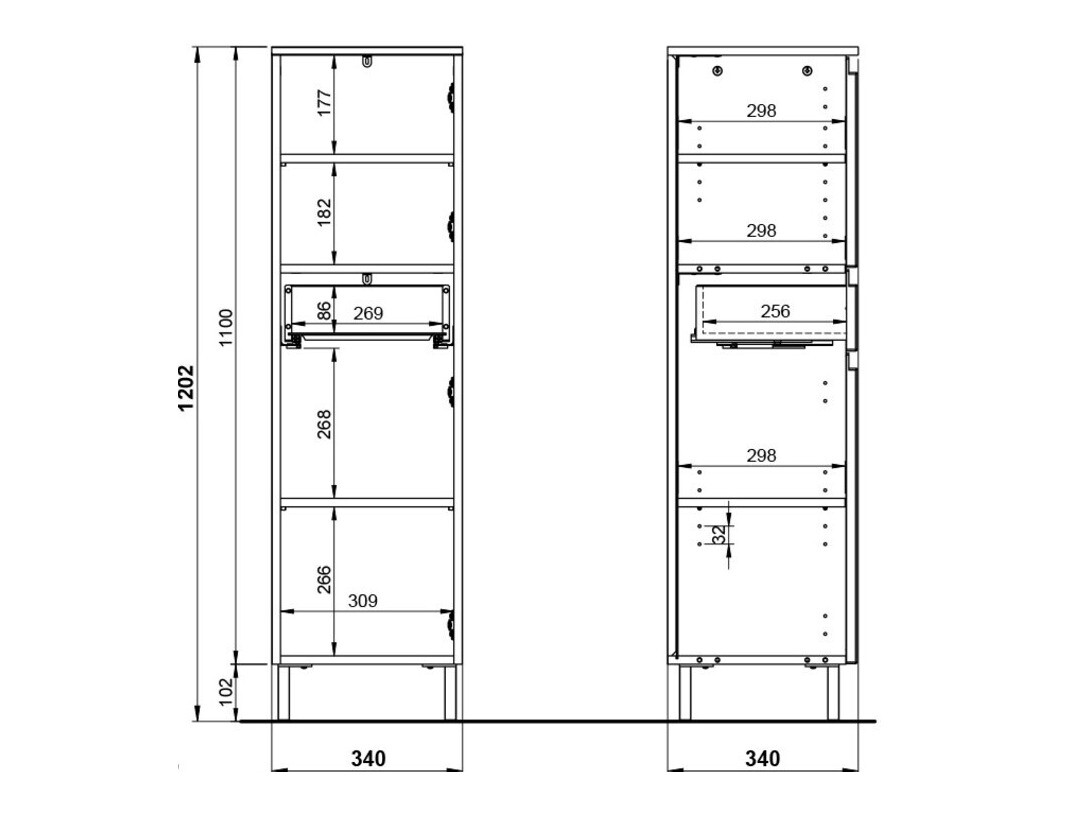 Prostostoječa Kopalniška omarica Talmira 101 (Grafit + Grande hrast)