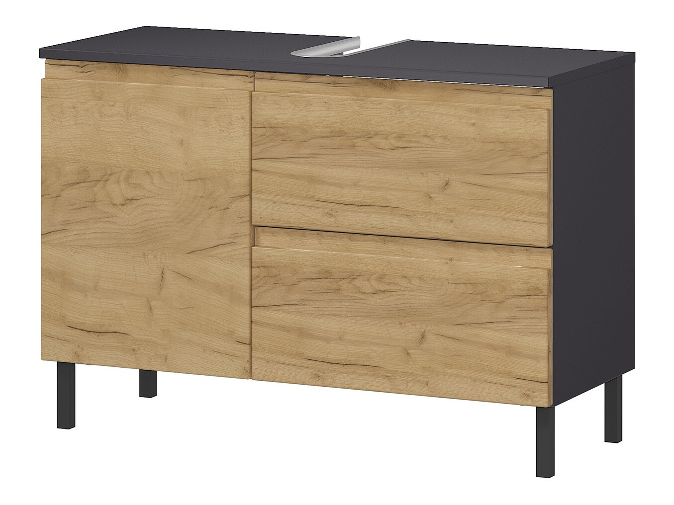 Prostostoječa kopalniška omarica za umivalnik Talmira 102 (Grafit + Hrast Grandson)