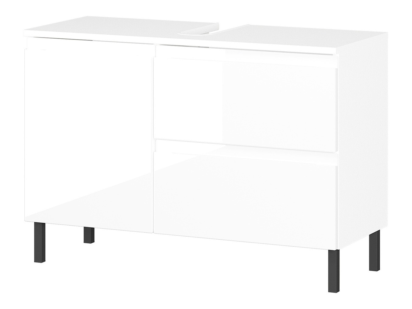 Prostostoječa kopalniška omarica za umivalnik Talmira 102 (Sijaj bela + Bela)