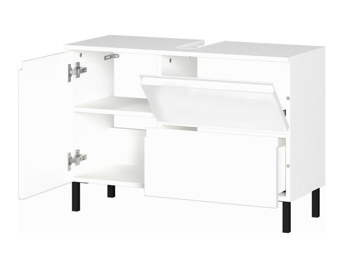 Prostostoječa kopalniška omarica za umivalnik Talmira 102 (Sijaj bela + Bela)