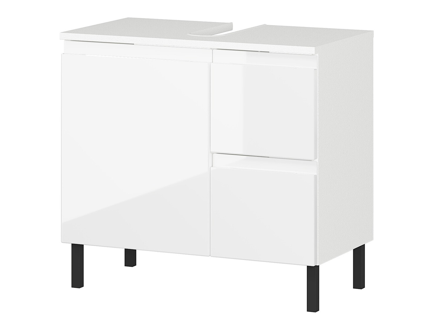 Prostostoječa kopalniška omarica za umivalnik Talmira 103 (Bela + Sijaj bela)