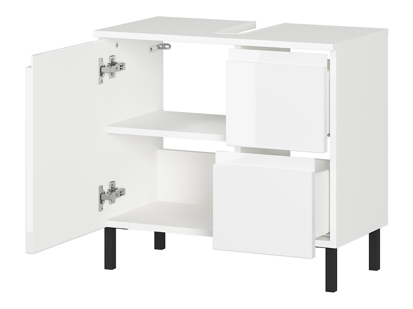 Prostostoječa kopalniška omarica za umivalnik Talmira 103 (Bela + Sijaj bela)