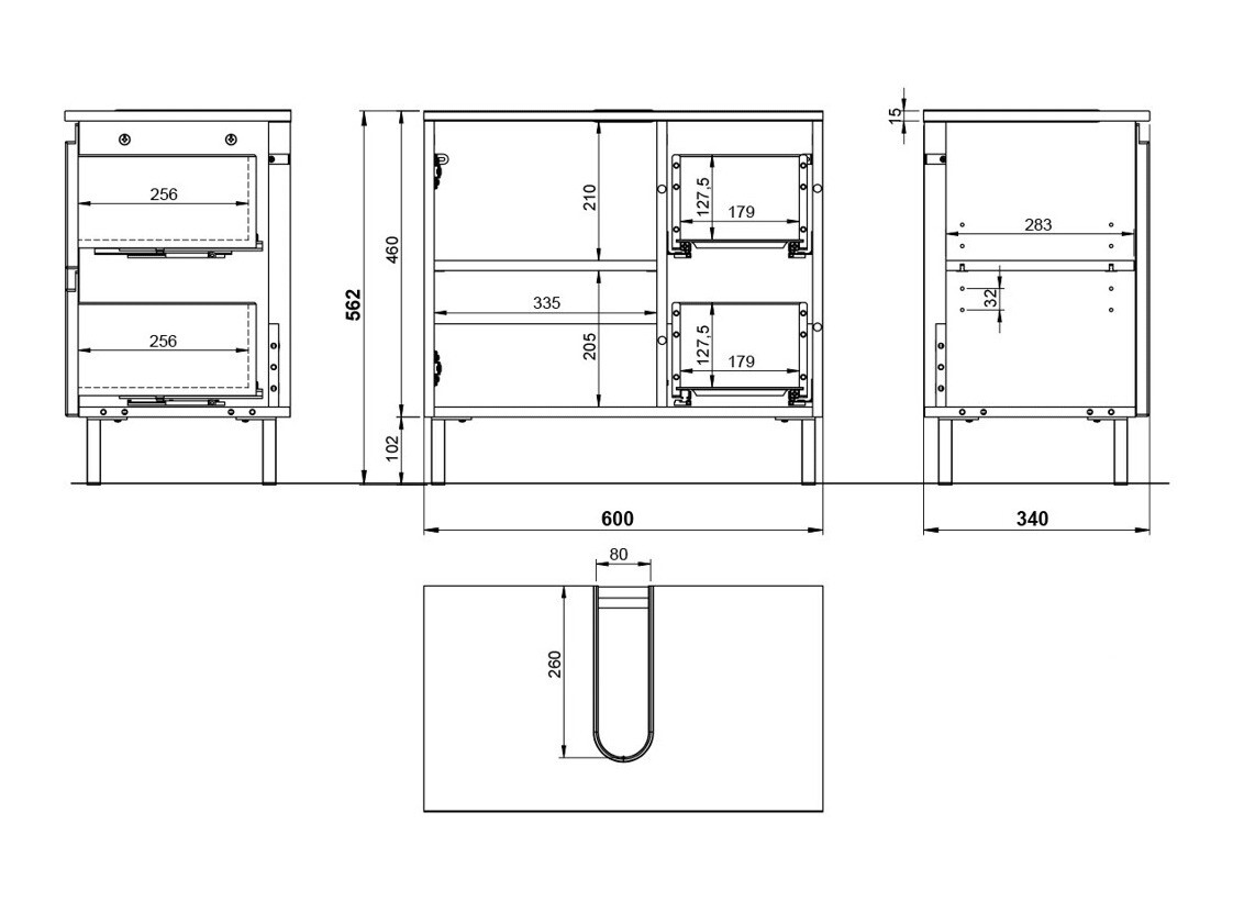 Prostostoječa kopalniška omarica za umivalnik Talmira 103 (Bela + Sijaj bela)