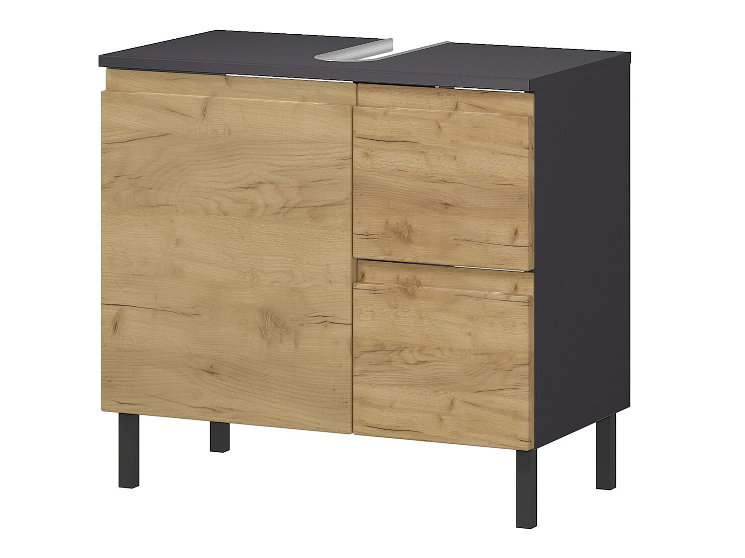 Prostostoječa kopalniška omarica za umivalnik Talmira 103 (Grafit + Hrast Grandson)