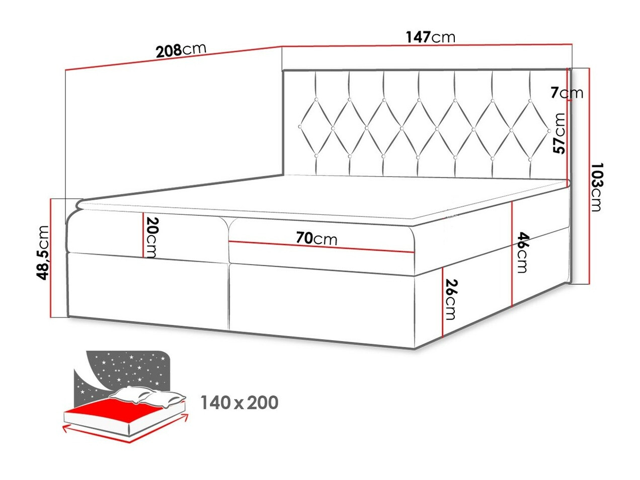 Boxspring postelja Hortulus (Mikrofaza 05)
