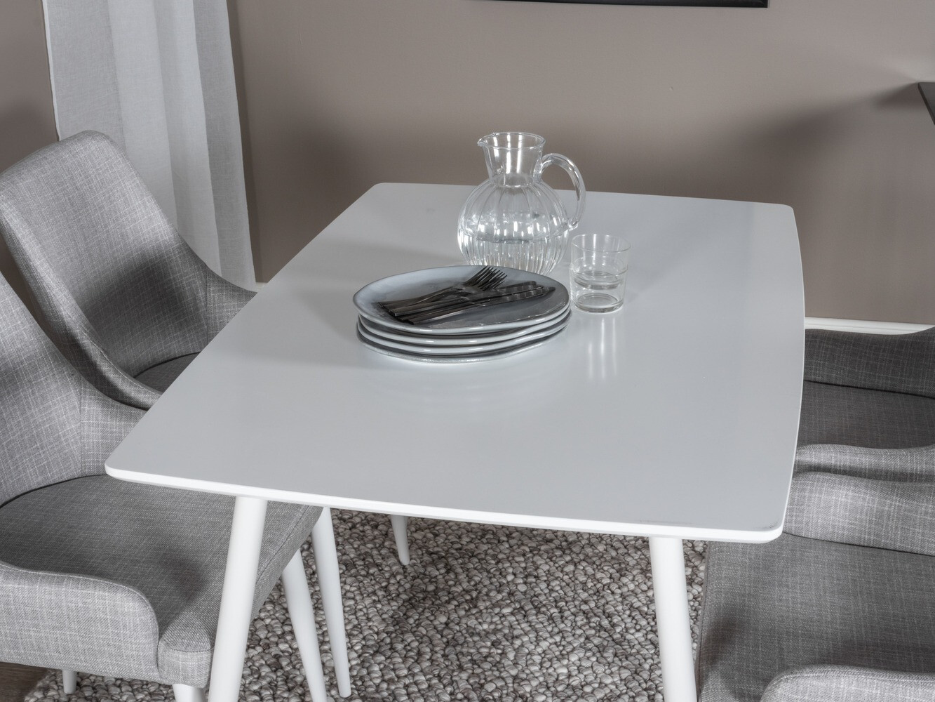 Jedilniški komplet Dallas 1895 (Bela + Svetlo siva)