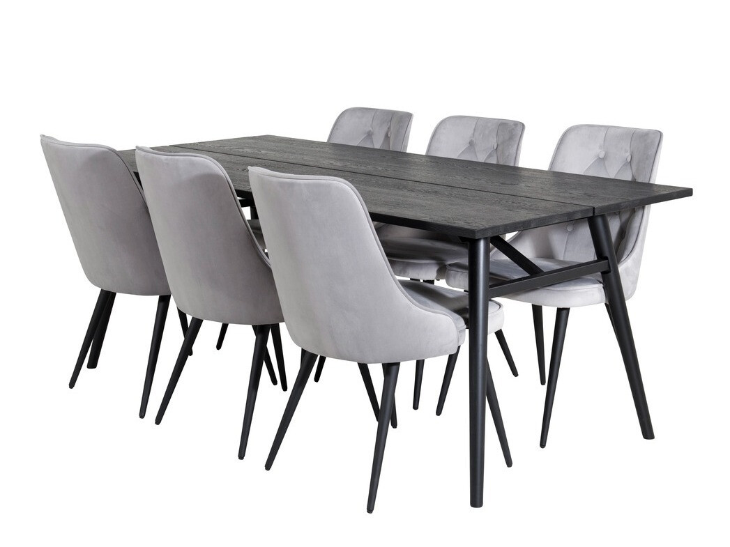 Jedilniški komplet Dallas 1780 (Črna + Svetlo siva)