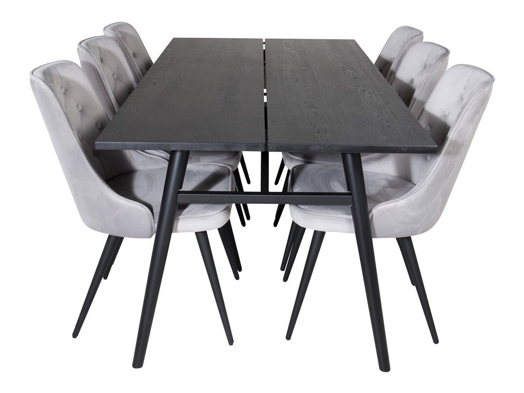 Jedilniški komplet Dallas 1780 (Črna + Svetlo siva)