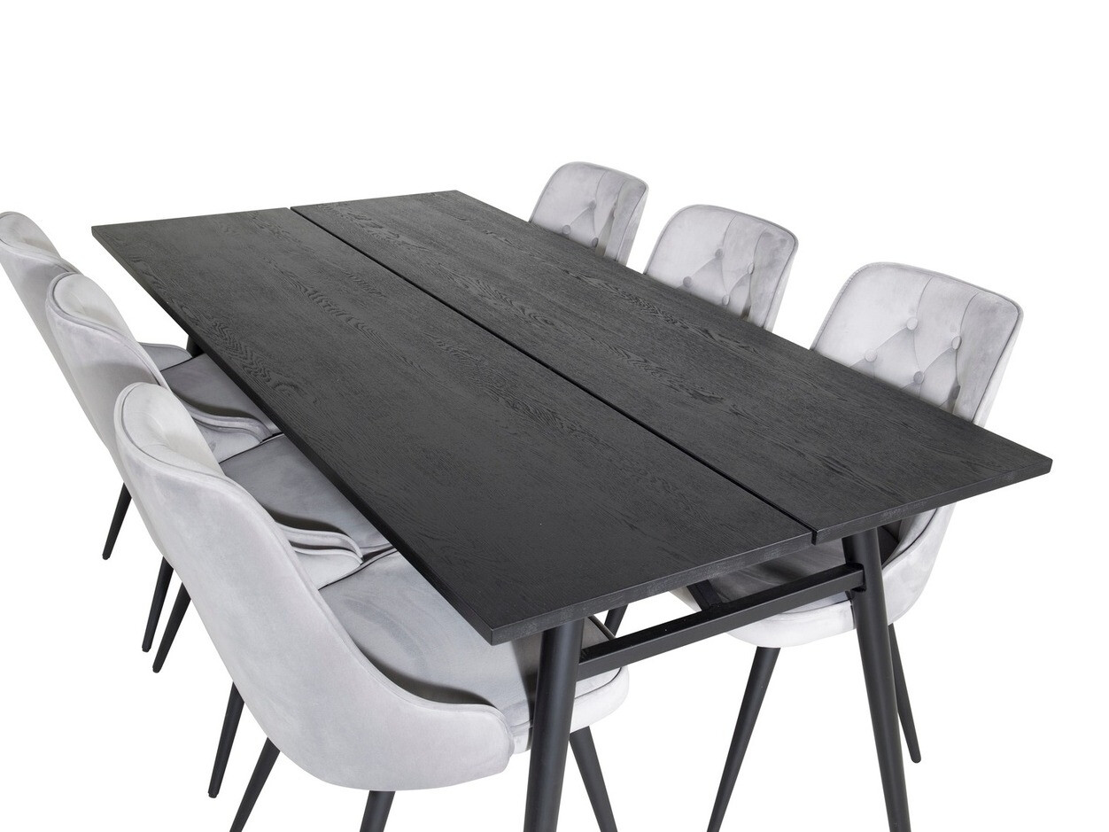 Jedilniški komplet Dallas 1780 (Črna + Svetlo siva)