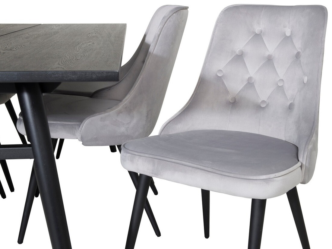 Jedilniški komplet Dallas 1780 (Črna + Svetlo siva)