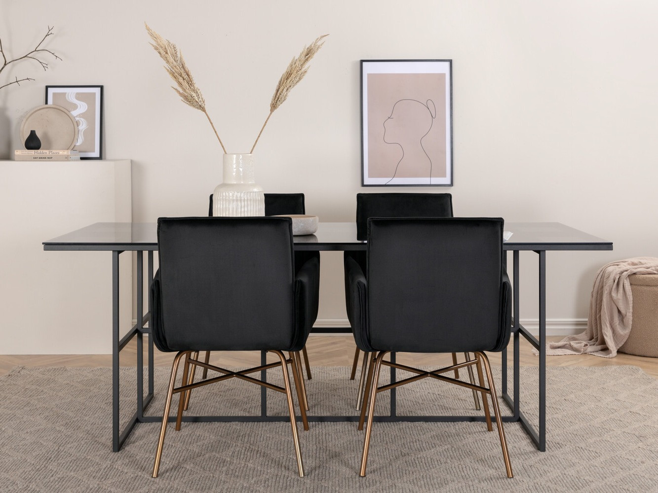 Jedilniški komplet Dallas 2650 (Črna + Medenina)