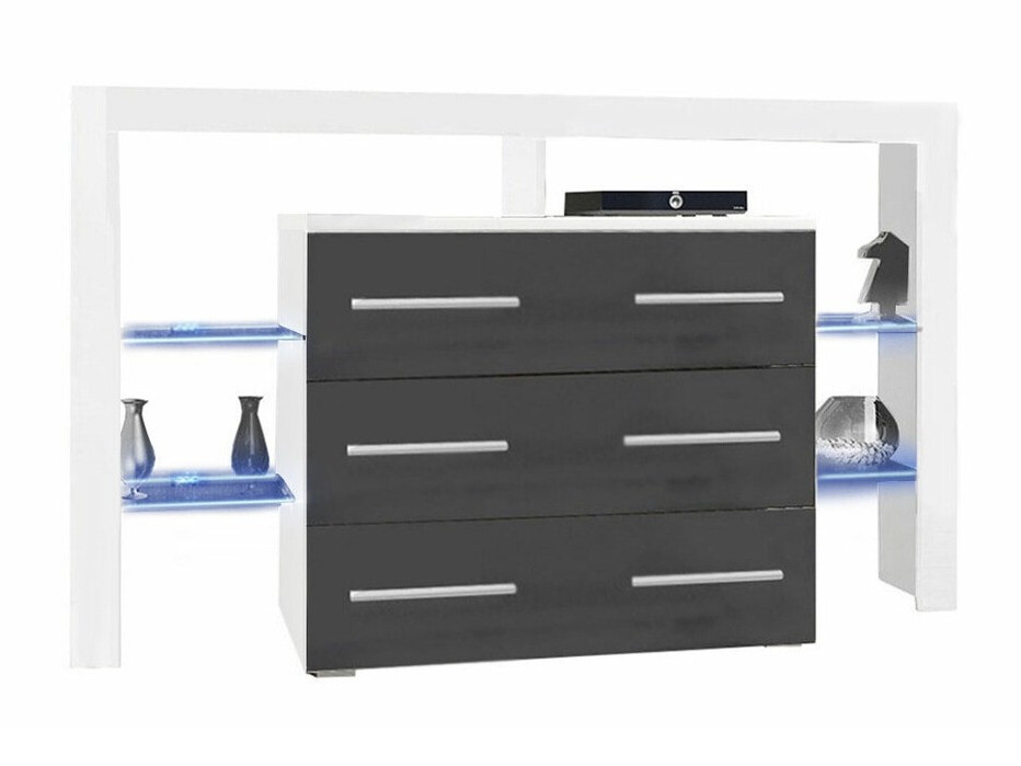 Komoda Nashville 108 (Bela + Sijaj siva)