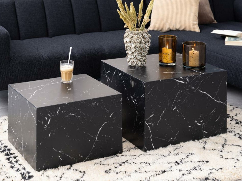 Komplet klubskih mizic Norsica 603 (Črni marmor)