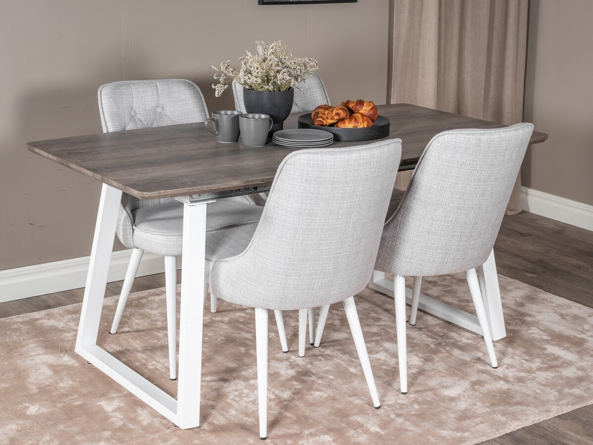 Jedilniški komplet Dallas 1805 (Bela + Svetlo siva)